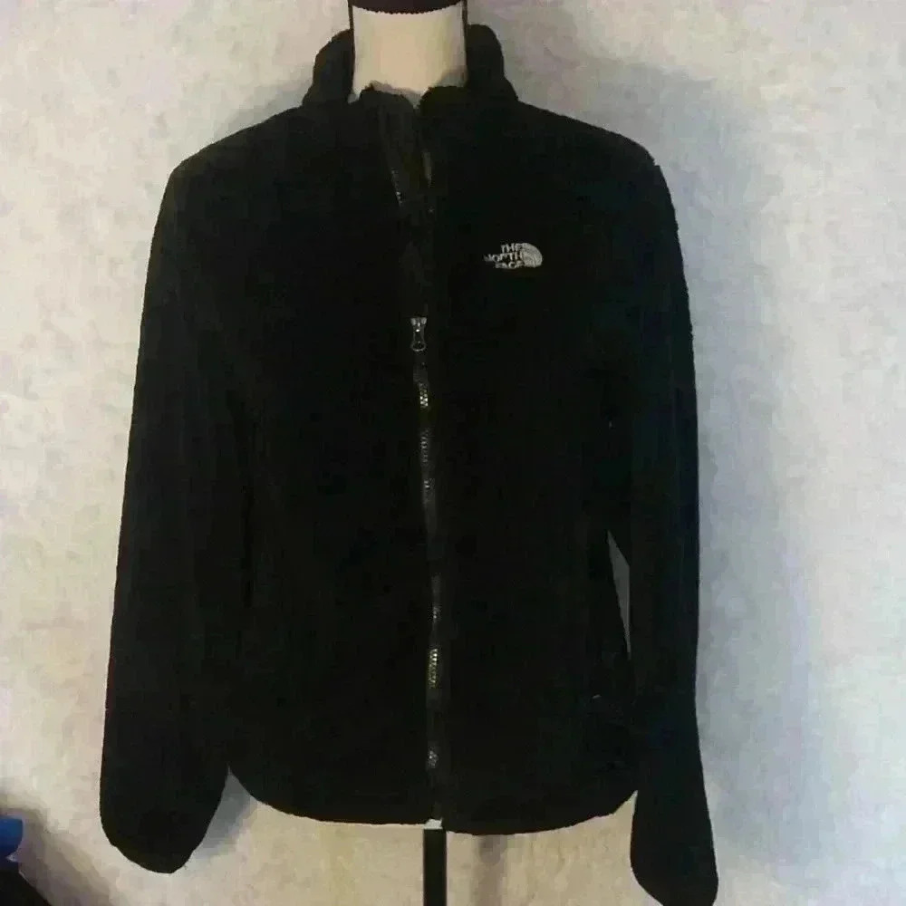 Women’s Black North Face  Fleece Zip Up Jacket Hiking Outdoor Cabin Outerwear